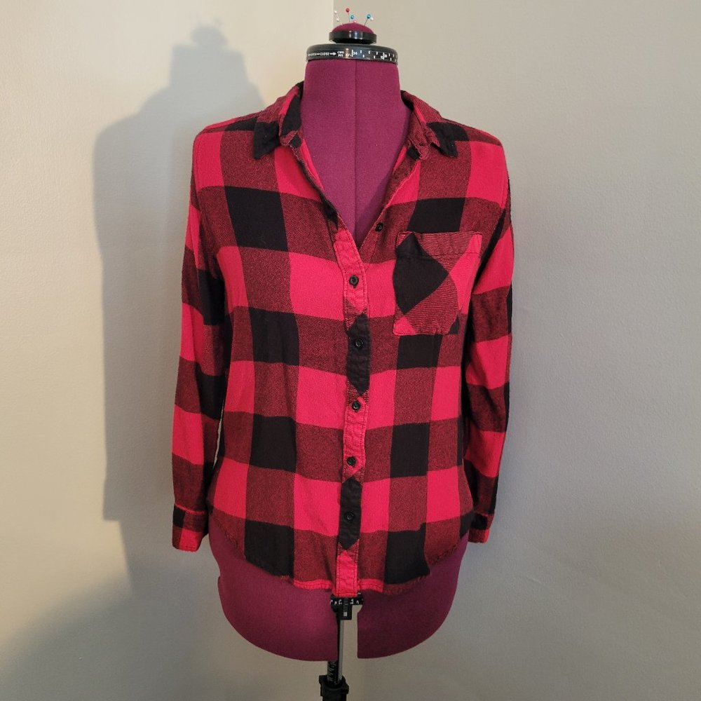 Women's Arizona Plaid Button-down Blouse, Red and Black, Small